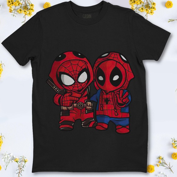 Marvel Spider-man And Deadpool Cosplay Being Friends T-shirt Unisex - Picture 1 of 2